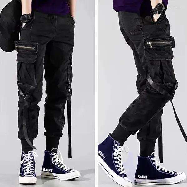 Calças masculinas carga homens esportes corredores homens roupas japonesas coreanas streetwear moda hip hop punk tático harem calças macacões