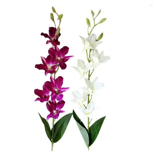 Flores decorativas 1 PC Ramo de orquídea artificial seda Cattleya flor borboleta para casa casamento mesa de jantar decoração falsa