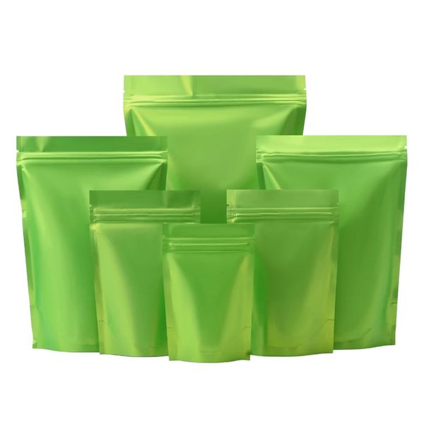 9 размеров, матовые зеленые устойчивые к запаху сумки-стойки, закрывающиеся майларовые сумки, сумка из фольги, двусторонняя самозапечатывающаяся сумка, оптовая продажа LX6171