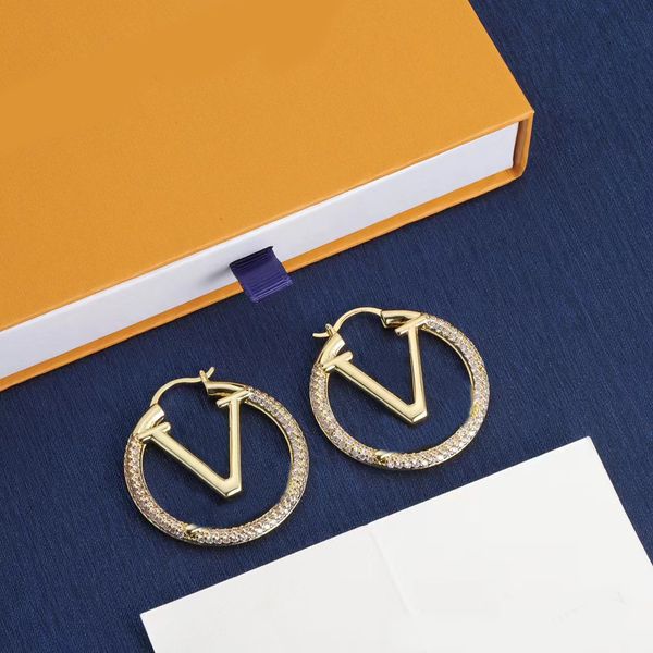 Mode Diamant Hoop Huggie Ohrringe Luxus Designer Brief große Kreis Ohrringe Damen Hochzeit Party Weihnachtsgeschenk Schmuck