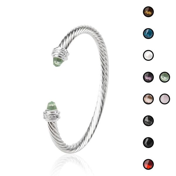 Bracciale rigido color argento Bracciale rigido Bracciale di design placcato oro bianco Bracciale di lusso con onice nero e zirconi per Wom238Y