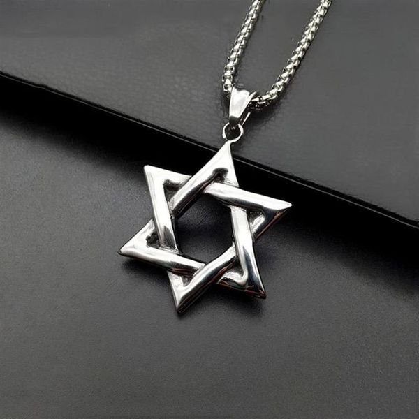 Kolye Kolyeleri David İsrail Zinciri Kolye Yıldızı Kadınlar Paslanmaz Çelik Judaica Gümüş Renkli Yahudi Erkekler Jewelrypendant328J