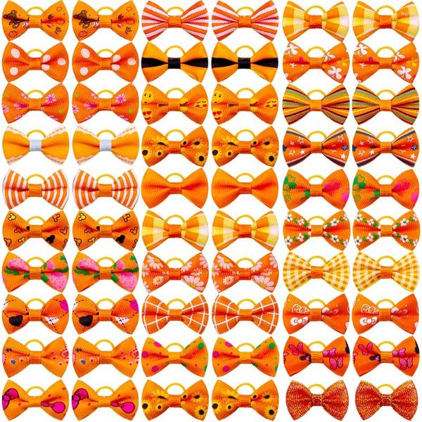 Abbigliamento per cani, 50/100 pezzi, fiocchi di pelo arancione per piccoli accessori, prodotti per la toelettatura autunnale
