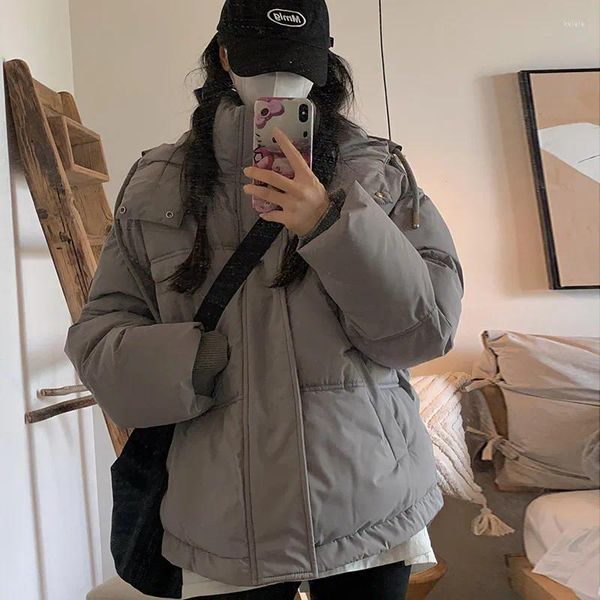 Casacos de trincheira femininos outerwear inverno parkas 2023 estilo coreano oversize mulher casaco com capuz moda impermeável grosso quente algodão acolchoado