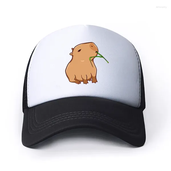 Bola Caps Anime Capybaras Malha Boné de Beisebol Ajustável Snapback Chapéus Harajuku Streetwear Pai para Mulheres Homens Hip Hop Trucker