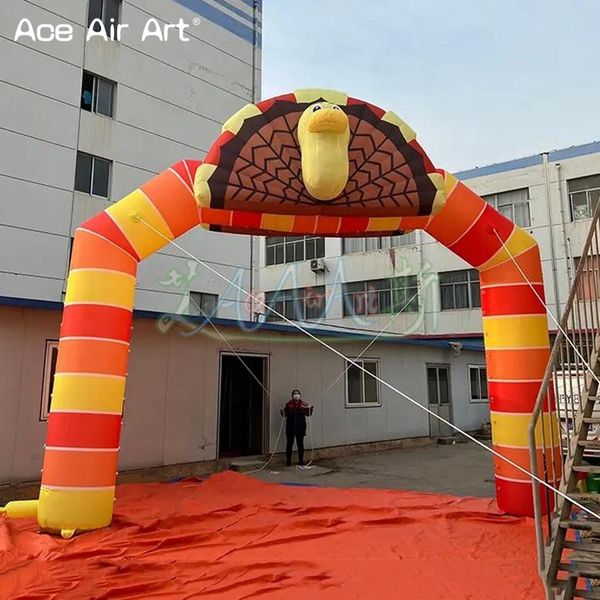 Arco de ação de graças inflável da Air Turkey Arco totalmente impresso para decoração de férias Arco de entrada com ventilador grátis para publicidade ou promoção ao ar livre