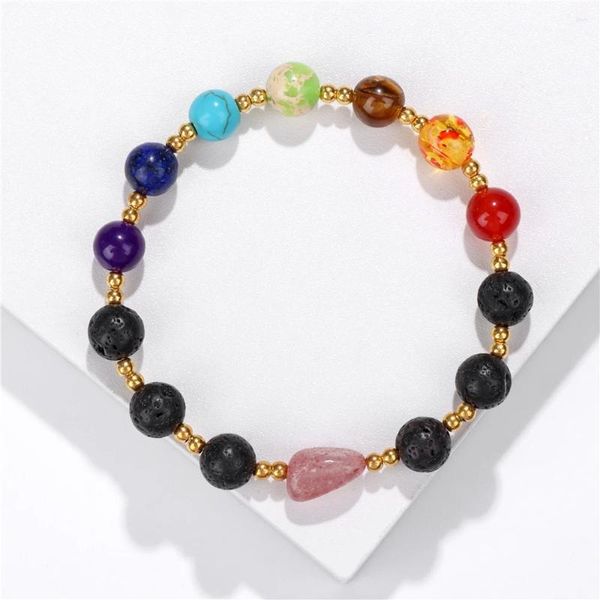 Strang 7 Chakra Heilung Reiki Armband Naturstein Quarz Perlen Yoga Balance für Männer Frauen Paare Buddha Gebet Schmuck