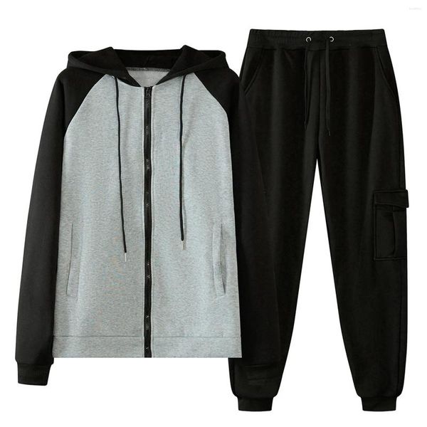 Conjuntos de moletom com capuz masculino feminino cor sólida conjunto de moletom casual de manga comprida com capuz calças de lã de duas peças ternos y2k sweatpants