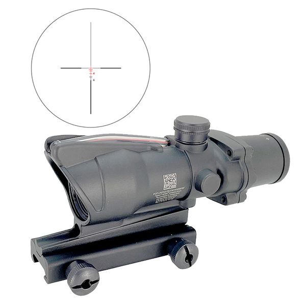 Tattico ACOG 4X32 Fibra Ottica Rosso Illuminato Mirino Reticolo Fibra Reale Cannocchiale da caccia Mirino Ottico