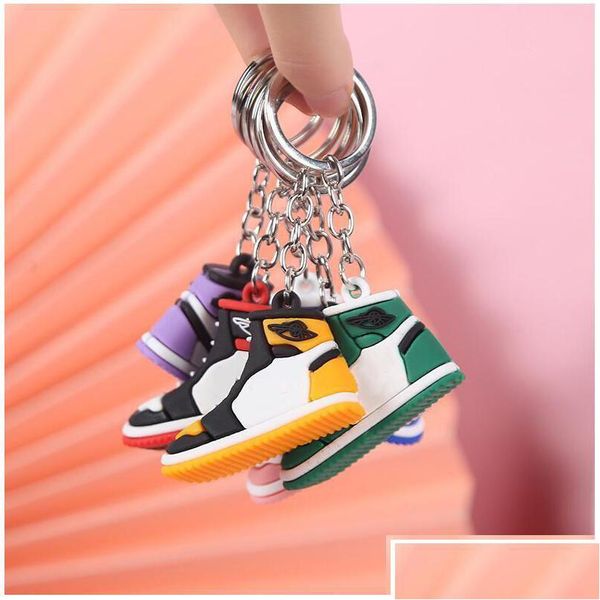 Chaveiros Lanyards Chaveiros Lanyards Creative Mini Pvc Sapatilhas para Homens Mulheres Ginásio Sapatos Esportivos Chaveiro Bolsa Cadeia Basquete Sh Dhlbk