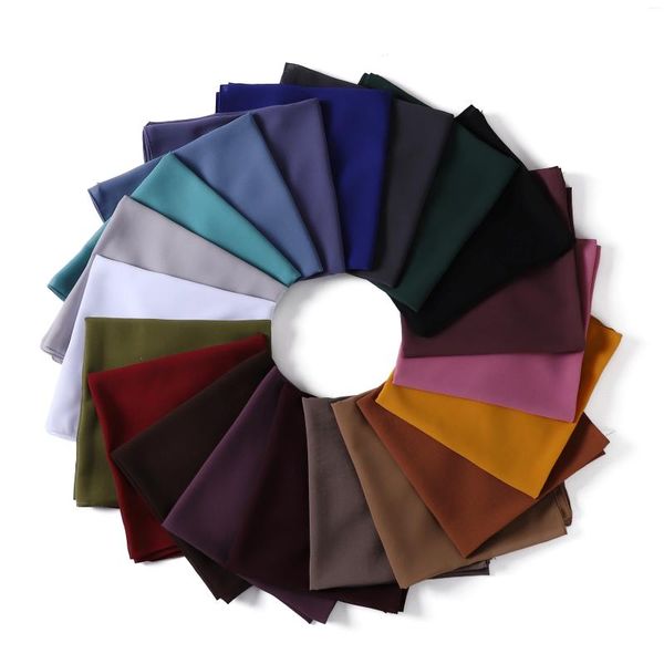 Ethnische Kleidung 90 90 cm Plain Bubble Chiffon Square Hijab für Frauen Schal Tücher Muslimisches Kopftuch Wraps Kopfbänder Einfarbige Turbane