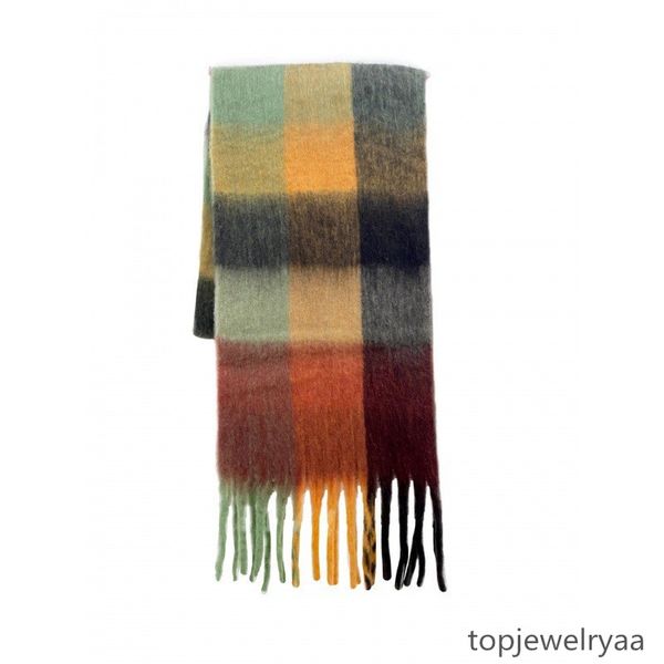 Корейский дизайнерский шарф, зимний теплый Радужный плед, толще 240*35 цветов, женский клетчатый толстый шарф, высококачественный клетчатый шарф