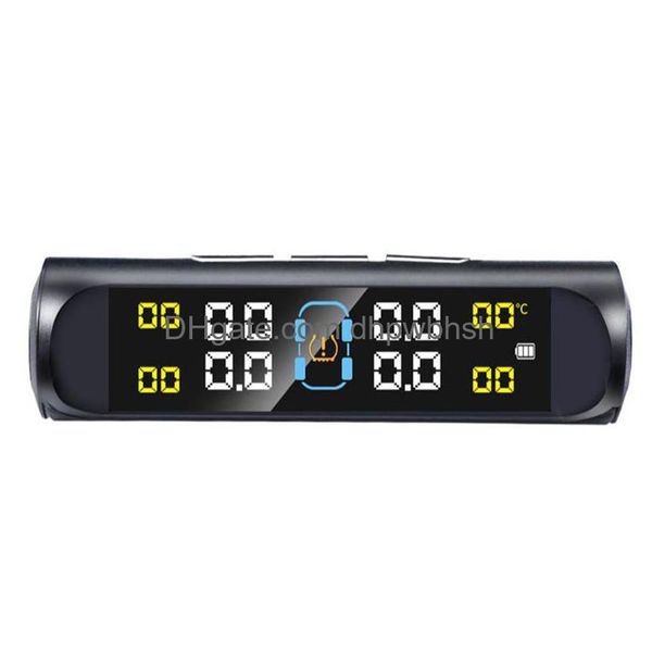 E-Ace Solar Tpms Monitor per pneumatici per auto Sensore di pressione Sistemi di allarme di sicurezza Display digitale Consegna caduta pneumatici