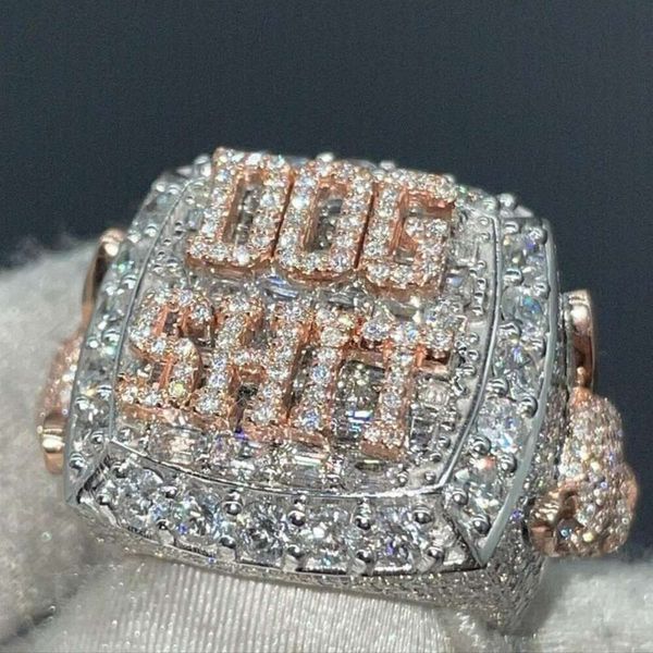 T gg personalizado passe diamante tester hip hop vvs moissanite anel gelado para fora cubana anel de corrente 10k 14k placa de ouro real masculino anel de jóias finas