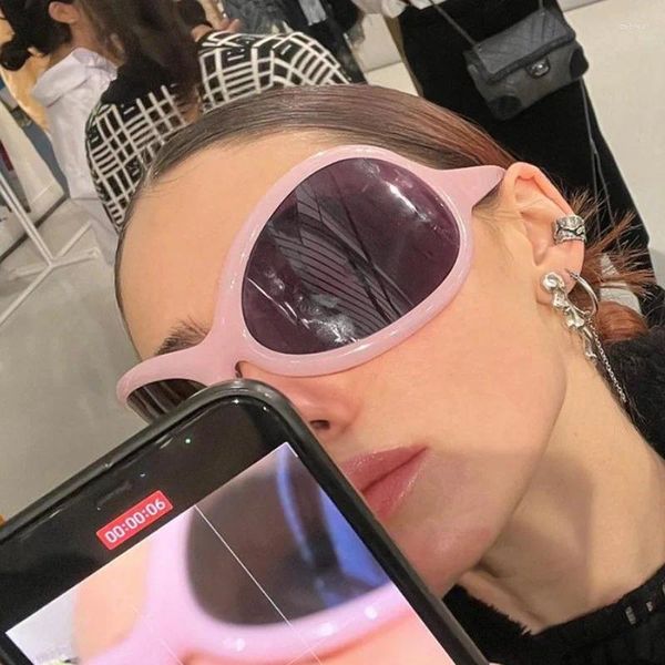 Tendências de óculos de sol Y2K Futurista Big Box Online Celebridade Retro Óculos Modernos 2023 Europeu e Americano