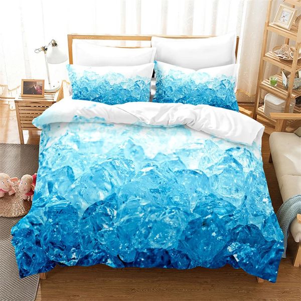 Bettwäsche-Sets, blaue Eiswürfel, Schlafzimmer-Bettbezug-Set, Queen-Size-Bett, Bett-Sets 231017