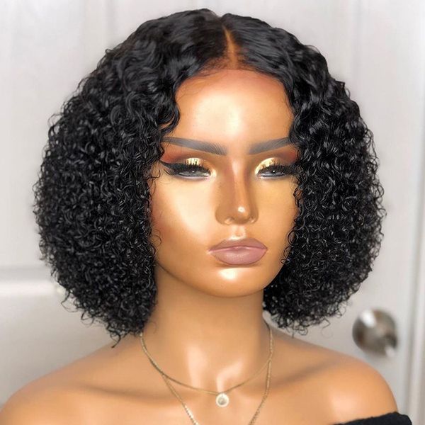 Schwarze 12 Zoll kurze Afro Kinky Curly synthetische Perücken Simulation Echthaar Perücken Hochtemperaturfaser Perücke