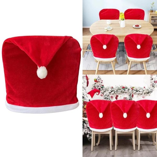 Чехлы на стулья, Рождественский чехол, красная шляпа Санта-Клауса, обеденная спинка на 2023 год, вечерние, кухонный стол, украшения для дома, Прямая поставка