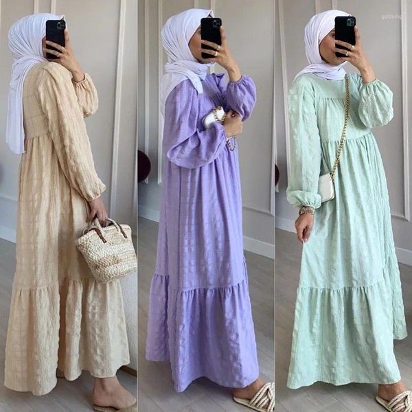 Roupas étnicas Moda Vestido Muçulmano Mulheres Abaya Dubai Turquia Árabe Roupas Islâmicas Sólidas Slim Mangas Compridas Caftan Saudita Abayas