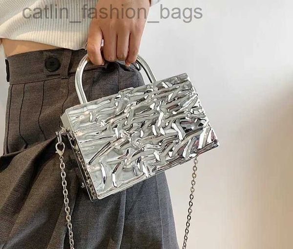 Çapraz gövde Hisuely 2023 Metal Tutar Kutusu Tasarım Partisi Torba Omuz Zinciri Çanta Çantaları Kadın Gümüş Tote Çanta Crossbody Bagcatlin_fashion_bags