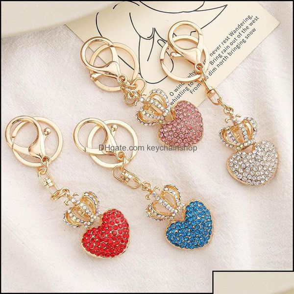 Portachiavi Cordini Portachiavi Accessori moda 4 colori Diamante Amore per le donne Portachiavi a forma di cuore Portachiavi con ciondolo a forma di pesca creativa Dhv Dhwtg