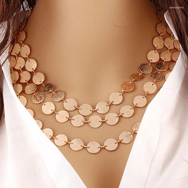 Ketten RE Sexy Multilayer Pailletten Halskette SilberGold Farbe Münze Layered Choker Kragen Frauen Schmuck J35