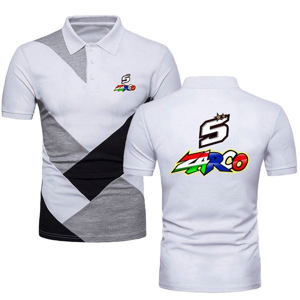 Camisas polo caça pesca masculina camiseta johann zarco no. 5 topo t estilo militar manga curta camisa contraste cor polo