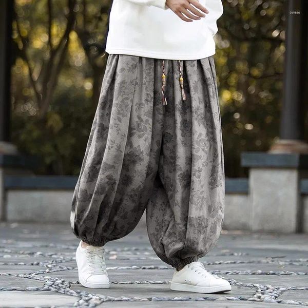 Pantaloni da uomo 5XL Abito tradizionale cinese Primavera e autunno Harem Lanterna floreale retrò Tempo libero Streetwear oversize
