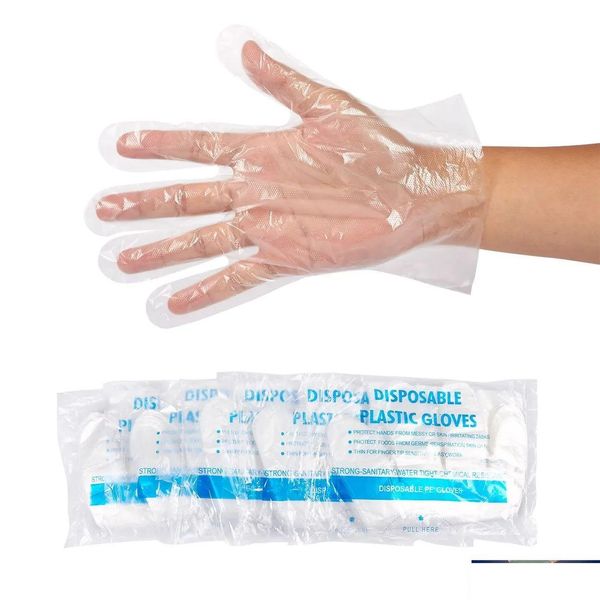 Чистящие перчатки Простые пластиковые одноразовые перчатки для приготовления пищи Glof Pe Полиперчатки для приготовления пищи Бытовые инструменты Protect Drop De Homefavor Dhq5R