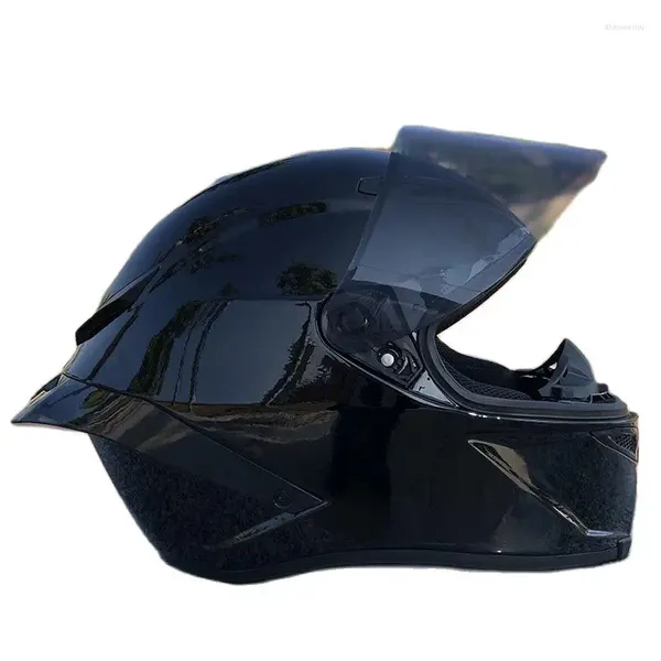 Motosiklet Kaskları Tam Yüz Kask Casco Casque Binicilik GPR Spoiler Dot Onaylı Orijinal Parlak Siyah Renk Şapkası