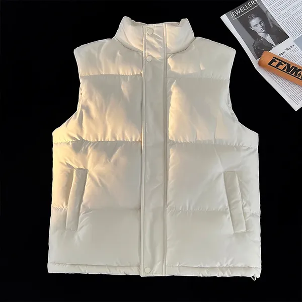 Giacche da uomo Giacca invernale da uomo Tinta unita Gilet in cotone Gilet Gilet da donna Unisex Gilet con colletto in piedi Abbigliamento da strada coreano