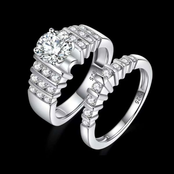 Großhandel günstiger eleganter individueller Modeschmuck Silber S925 Moissanit Diamantring Paarring