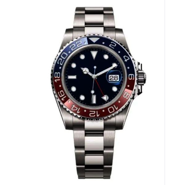 Designer homens relógios de luxo GMT_ Master Sprite anel mostrador preto 41mm aço inoxidável 904L todos os ponteiros marca de tempo de trabalho luminoso relógio mecânico totalmente automático