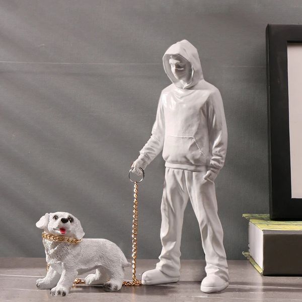 Sanat ve El Sanatları Banksy Dog Walker Heykelleri Figürinler Reçine Ev Dekorasyon Evi Dekorasyonları Masa Aksesuarları Lüks Oturma Odası Dekorasyonu 231017