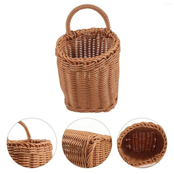 Garrafas de armazenamento decoração de parede porta de rattan cesta de suspensão vasos de flores suporte de plantas ao ar livre