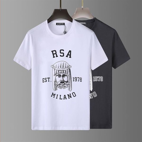 DSQ Phantom Kaplumbağa Erkek Tasarımcısı T Shirt İtalyan Milan Moda Logosu Baskı Tişört Yaz Siyah Beyaz T-Shirt Hip Hop Sokak Giyim 10233L