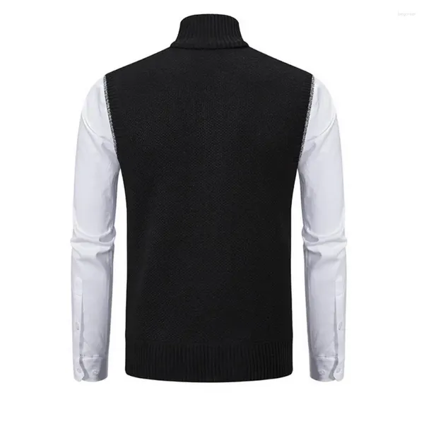 Gilet da uomo Gilet maglione con colletto rialzato Cardigan senza maniche con cerniera lavorato a maglia elegante per uomini casual da lavoro