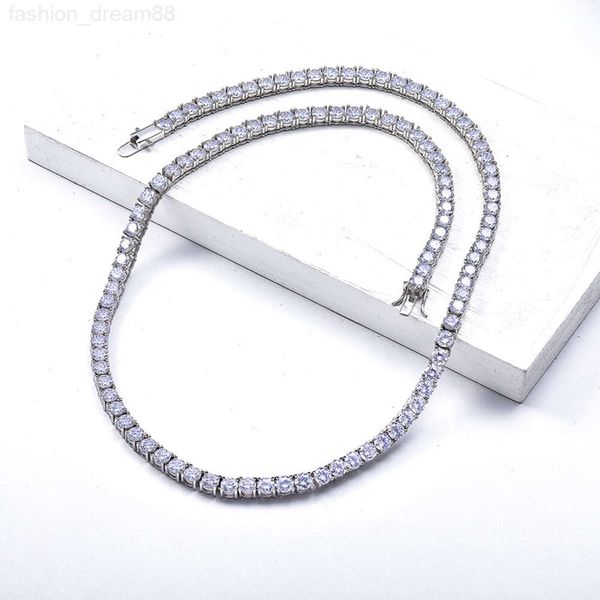 925 vergoldetes Sterlingsilber, Messing, 3 mm, 4 mm, 5 mm, Diamant-Moissanit-Kette, Zirkonia-Edelstein, Tennis-Armband, Halskette, Schmuck