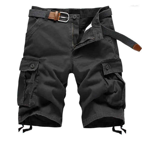 Shorts masculinos 2023 verão carga baggy multi bolso militar tático zíper calças plus size 44 algodão solto trabalho casual