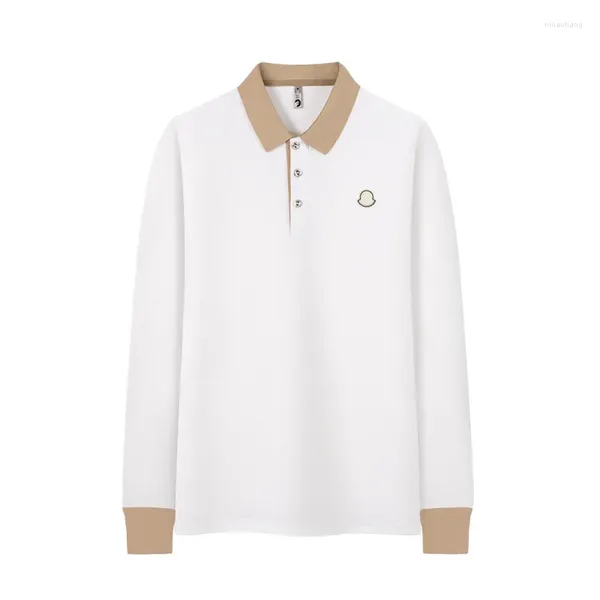 Erkek Polos Polo Polo T-Shirt Uzun Kollu Marka İlkbahar ve Sonbahar Konforlu Polyester Top Nakış Logosu Günlük Moda Stili