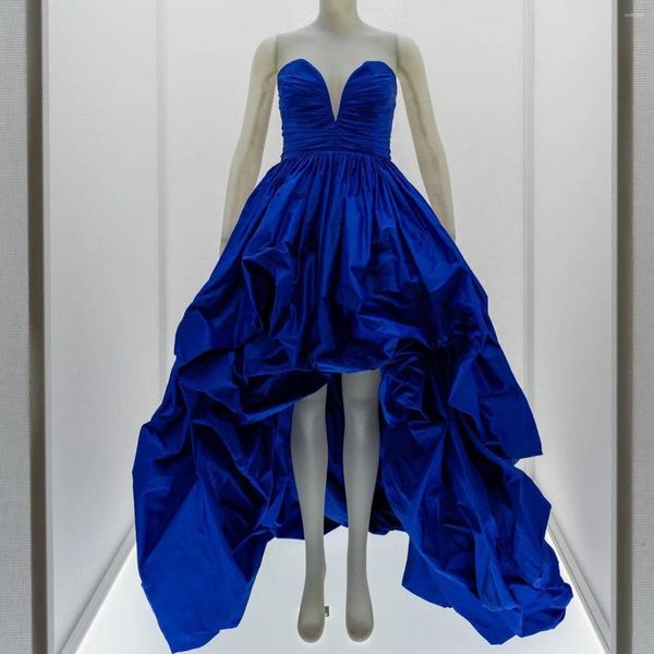 Saias Real Imagem Royal Azul Alto Baixo Longo Cetim Formal Mulheres Saia para Festa Zipper Cintura End Modesto Maxi