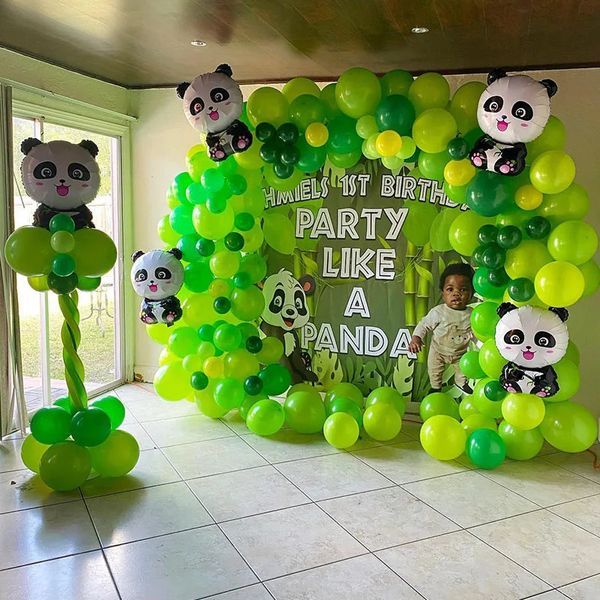 Outros suprimentos para festas de eventos 97pcs Panda balão corrente aniversário infantil Po Air Globos festa de aniversário arco decorações chá de bebê suprimentos crianças brinquedos 231017