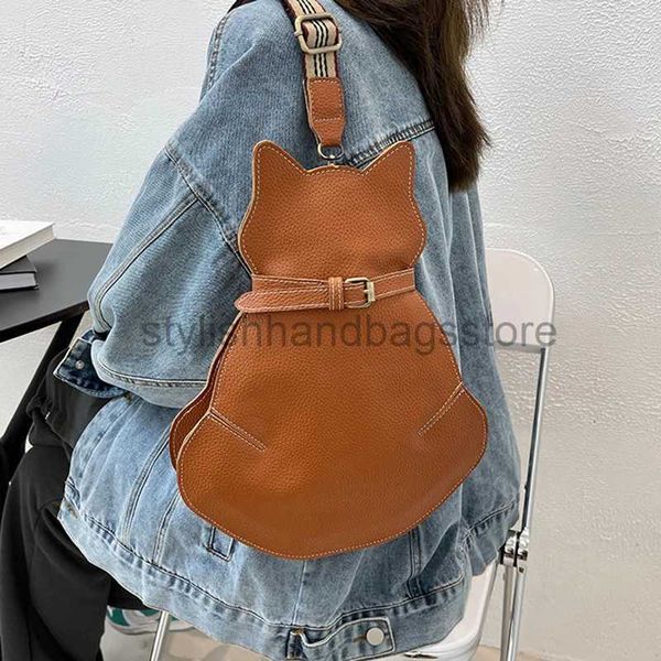 Sacos de ombro do vintage novo saco gato ombro casual crossbody sacos qualidade couro handag bolsa senhoras marca designers elegantehandbagsstore