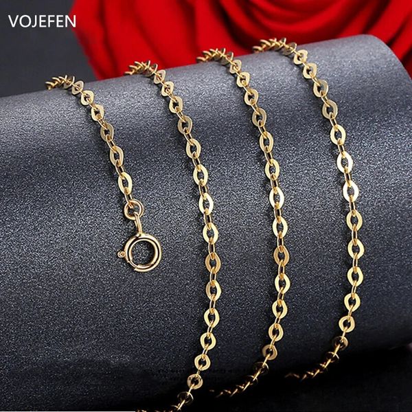 Anhänger Halsketten VOJEFEN 18 K Echtgold Halskette Zierliche Original AU750 O Ketten Link Schöner Schmuck Für Frauen Männer Gelbe Rose Choker 231017