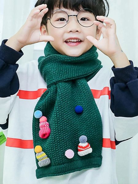 Schals Wraps Kinder Schal Jungen Mädchen Baby Schal Winter Warm Niedlich Kawaii Solide Dicke Decke Pashmina Kinder Wrap Schal Gestrickte Halstücher 231017