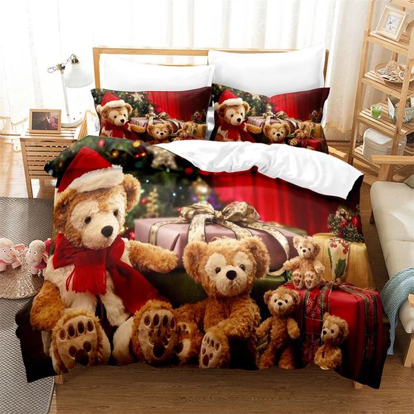 Bettwäsche-Sets Weihnachtsmann-Set Bettbezug Jahr Geschenk Quilt Jungen Mädchen Bett Weihnachtsdekorationen Haus 231017