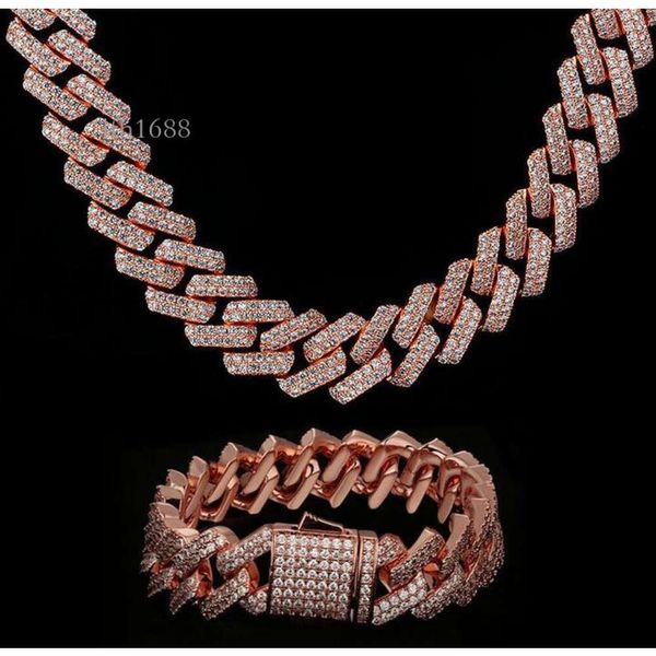 Iced Out Vvs Moissanit Funkelnde Kette Custom Sier Halskette Cuban Link Sparkle Chain Halskette Schmuckset für Frau