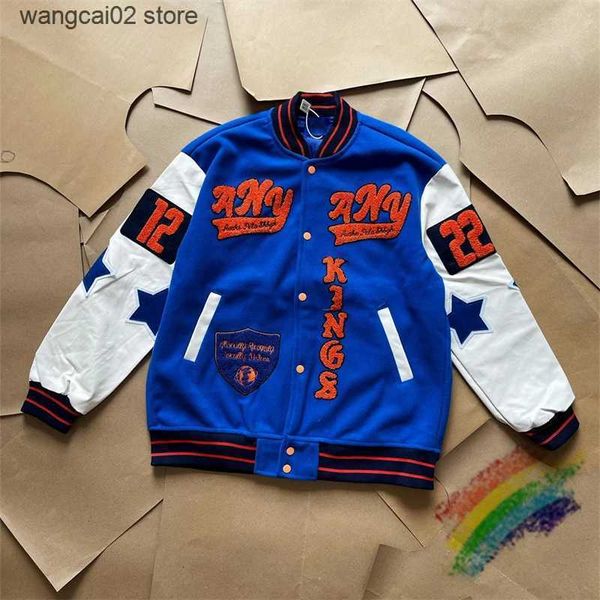 Chaquetas para hombres Toalla de cabeza de león azul Chaqueta de abrigo de jersey de béisbol bordado para mujeres Hombres Mejor calidad Ropa de calle de gran tamaño T231017 T231017