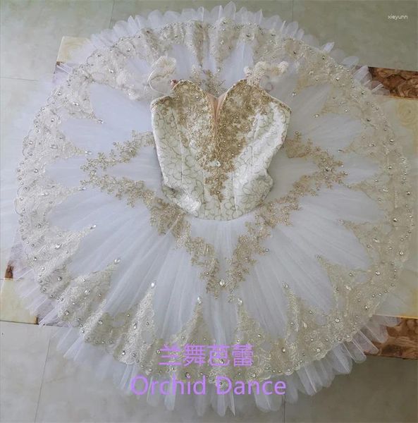 Bühnenkleidung, feines Muster, hochwertige, professionelle, individuelle Größe, klassische Mädchen-Ballett-Tutu-Kostüme mit goldenen weißen Vögeln