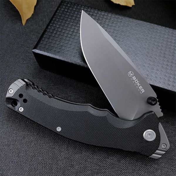 Maniglia G10 nera Boker 2 stili Coltello tascabile da caccia 8cr13 Lama pieghevole Attrezzatura di sopravvivenza esterna Multi-funzione